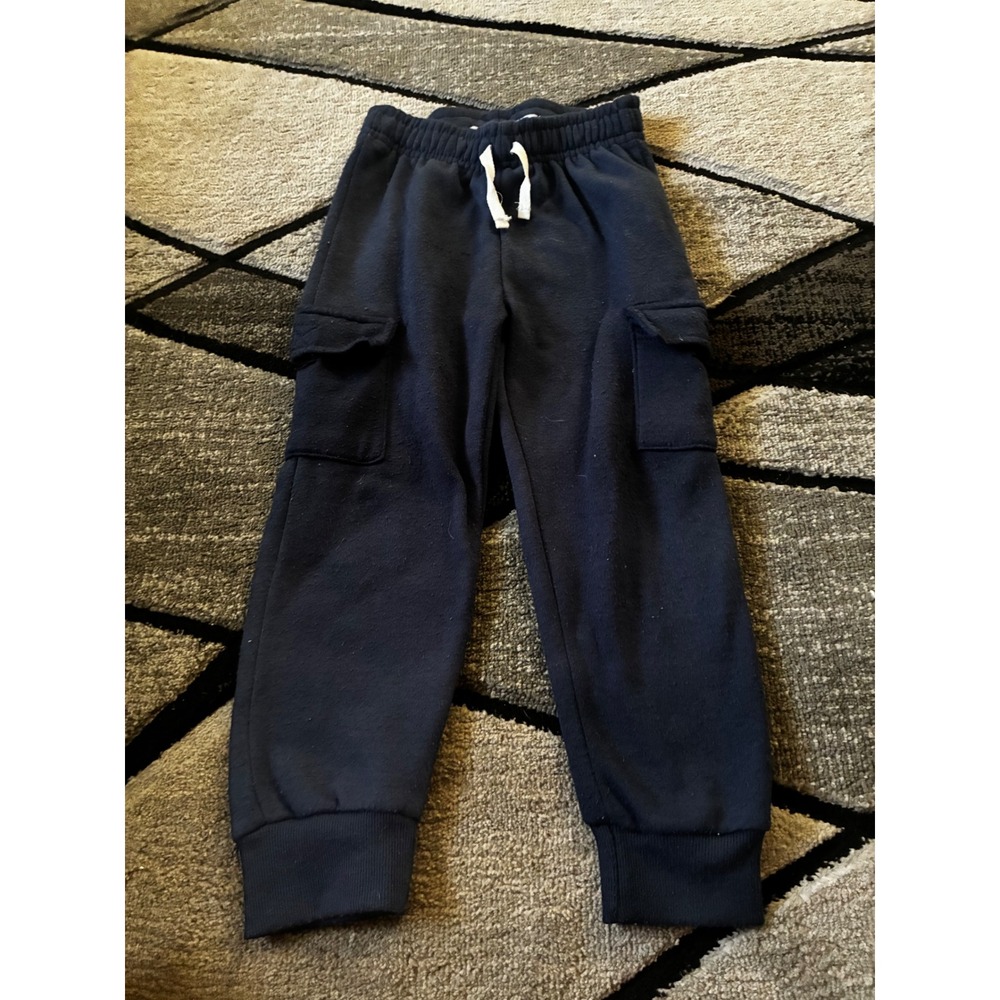 Bleecker Street Kids Navy Blue Cargo Jogger Pants Fleece Sweatpants Size 5/6
